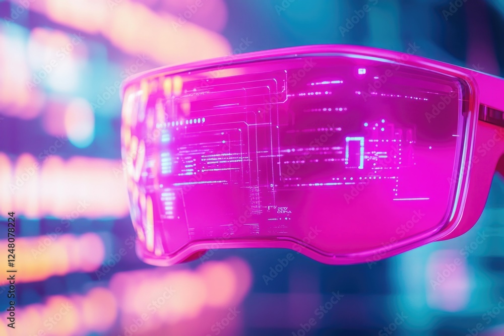 Poster a person holds a pair of glasses in front of a computer screen, with a focused expression