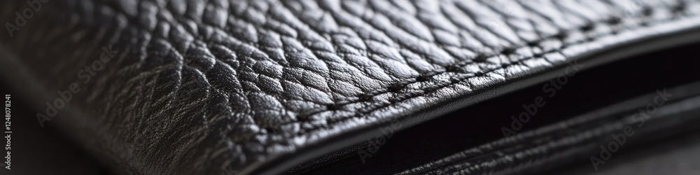 Poster a close-up view of a wallet lying open on a table, containing various personal items