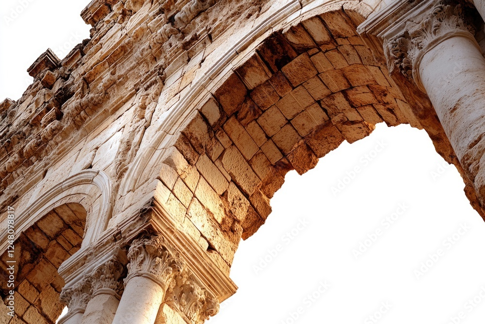 Poster a large arch with a clock on top, suitable for various uses such as architectural or historical illu