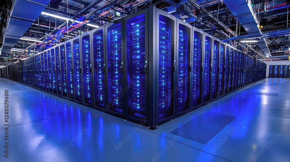 Poster exploring the digital core: a glimpse into a modern data center's technological marvels
