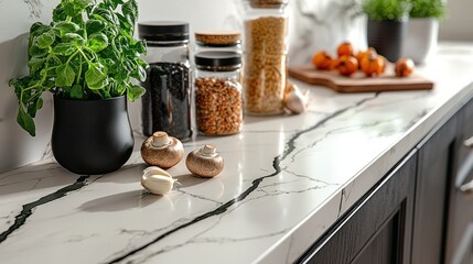 Kitchen countertop, ingredients, sunlight, modern kitchen, food prep