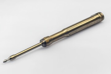 Fototapeta premium A close-up shot of a pen with a metal tip sitting on a clean white surface