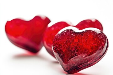 Obraz premium Couple of red hearts sitting side by side, symbolizing love and affection