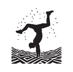male doing a somersault  silhouette vector illustration