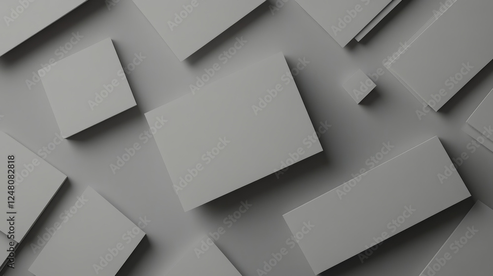 Poster blank business cards template on gray abstract background. vector realistic mockup of 3d white name 
