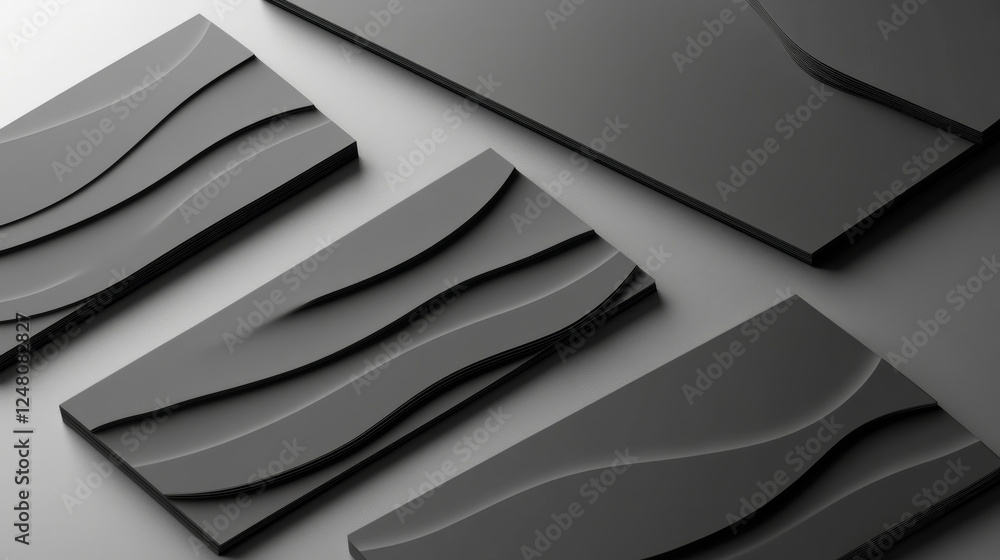 Poster blank business cards template on gray abstract background. vector realistic mockup of 3d white name 