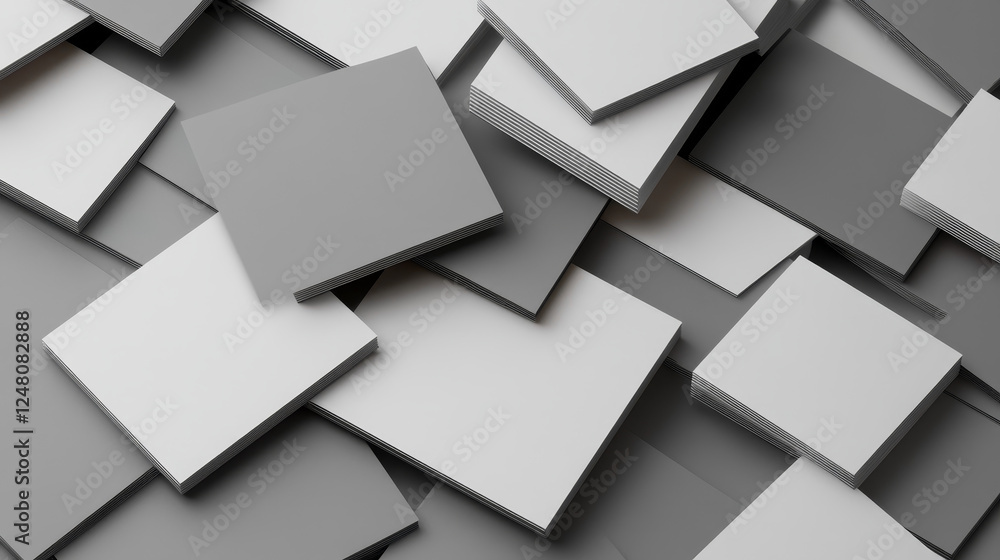 Poster blank business cards template on gray abstract background. vector realistic mockup of 3d white name 