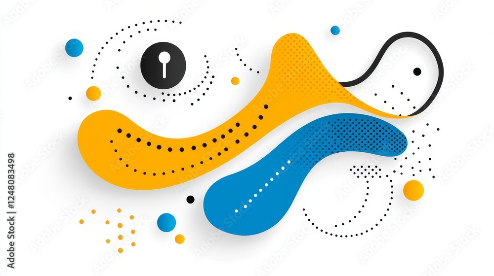 Poster abstract dynamic flowing shapes design keyhole concept digital art