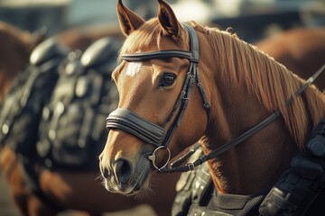 Obraz premium Close-up of a horse wearing a bridle