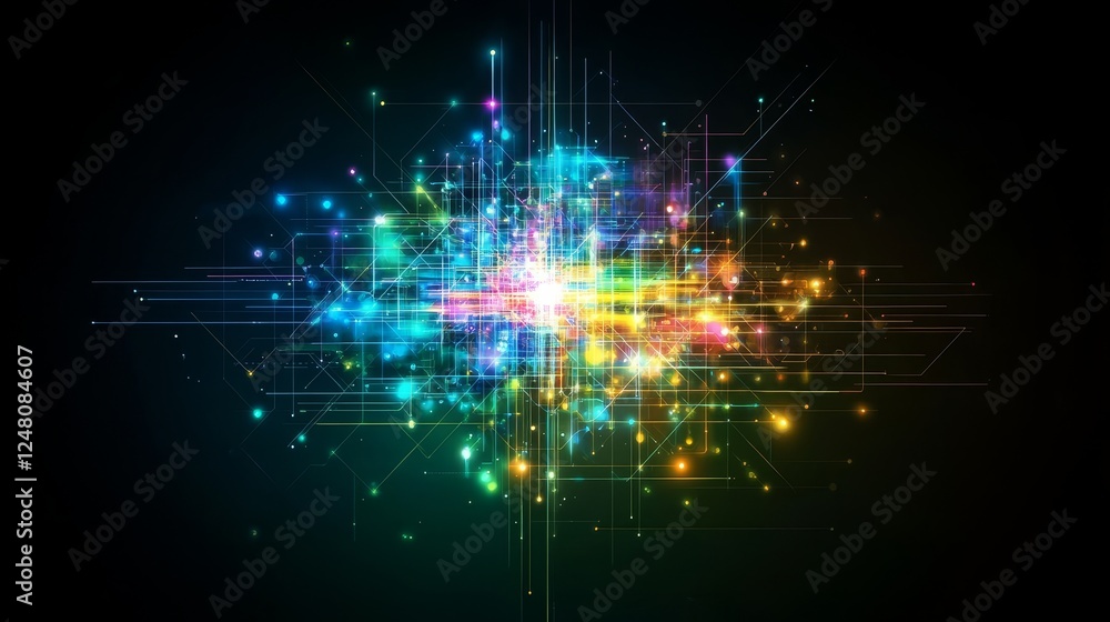 Poster abstract futuristic technology network data global innovation digital connection