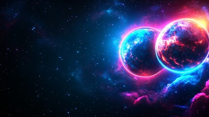 CosmicBinaryNebulaGlowingPlanetsCelestialSpaceFantasyArtwork