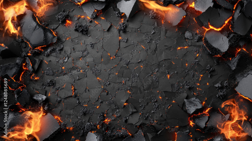 Poster square paper sheets with burning rounded angles, burnt sticky notes, scorched stickers with smolderi