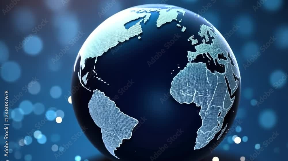 Poster global digital network: a stunning close-up of the earth, rendered in a polished, modern style with 