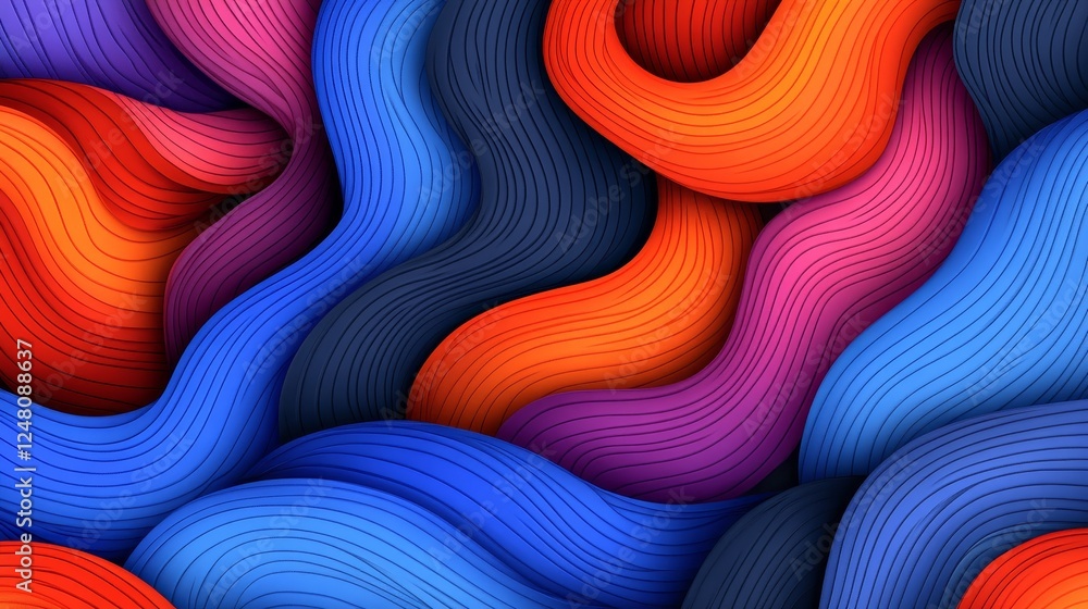 Poster abstract colorful swirling textile design vivid hues interwoven fabric texture rich pattern dynamic 