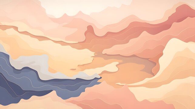 Beautifully designed minimalistic map featuring clean geometric lines and a soft soothing pastel color palette  This abstract digital offers a modern