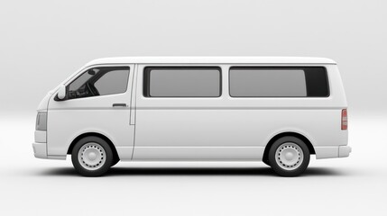 White Minivan Isolated on Monochromatic Background