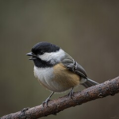 Fototapeta premium A black-capped chickadee looking curious.