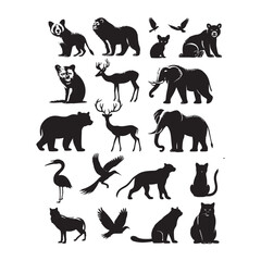 Fototapeta premium animal pack illustration and silhouette