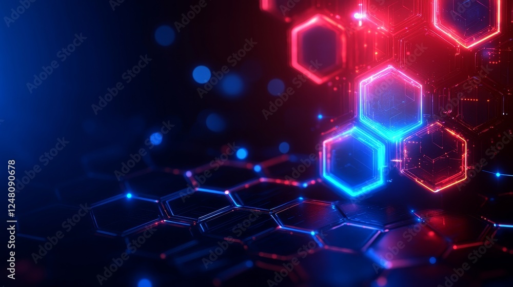Poster abstract futuristic hexagon network digital technology background