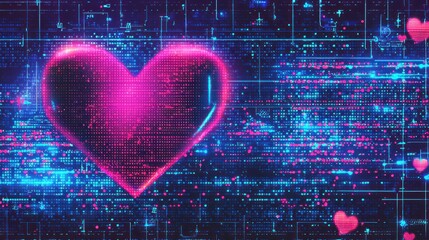 Digital heart design with vibrant colors.