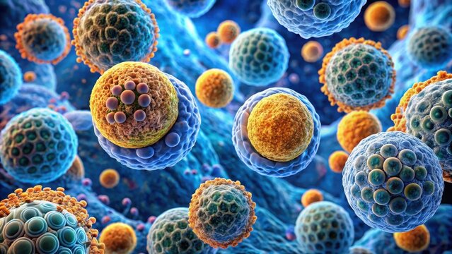 Microscopic image of pancreatic tissue revealing Langerhans islet cells producing insulin, with alpha and beta cells visible as distinct structures , cell structure, biology