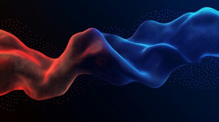 Abstract Digital Particle Flow Red Blue Swirl Technology Background