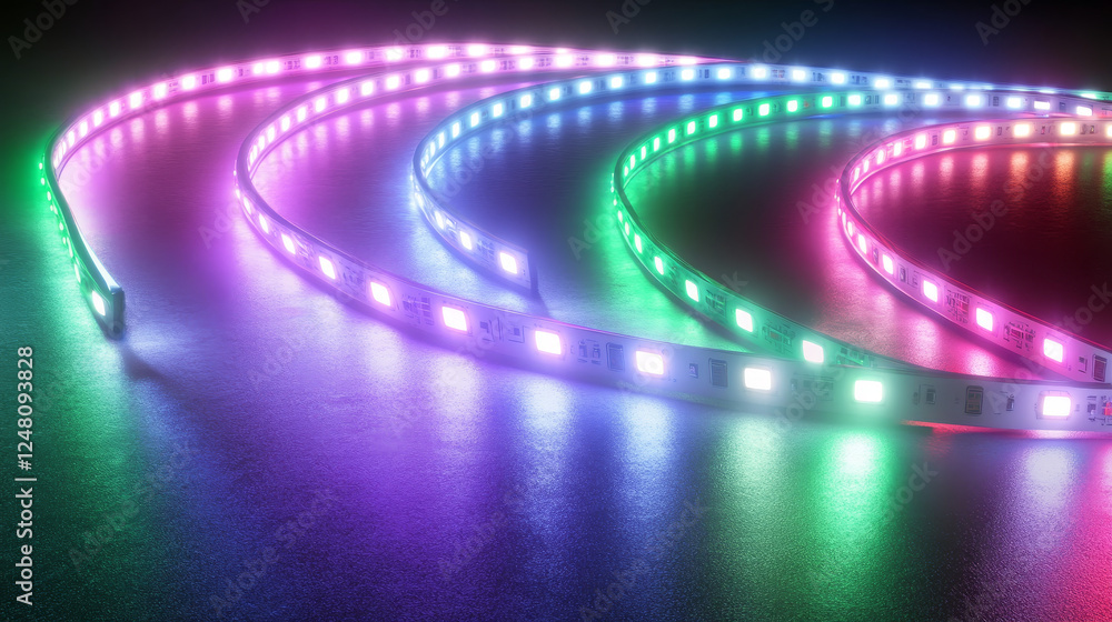 Poster led strips with neon glow effect isolated on transparent background. vector realistic set of colored