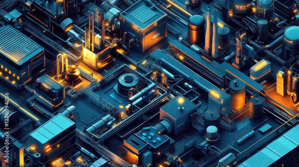 Aufkleber A 5G router positioned strategically amidst machines and sensors, representing the infrastructure that allows seamless, real-time communication across IoT devices in industrial applications.