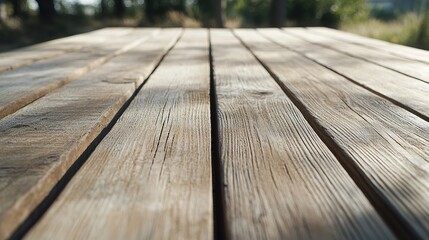 Empty Wooden Table: Perfect for Displaying or Montaging Your Products with Wood Plank in Perspective