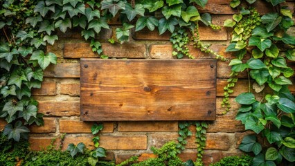 Weathered wisdom plaque hanging on ivy-covered brick wall, natural beauty, vine,  natural beauty, vine, scenery, rustic
