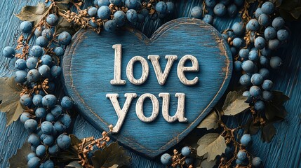 Heart-shaped decoration with "love you" text.