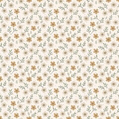 Brown floral seamless repeating pattern