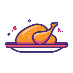Cartoon icon of a roasted chicken on a platter