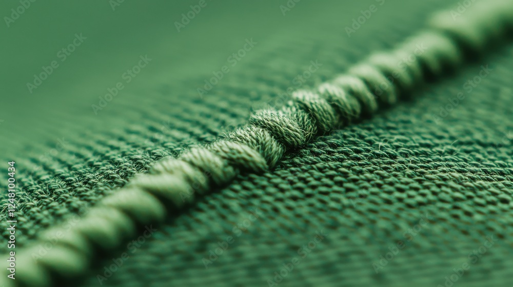 Aufkleber close-up of green fabric texture highlighting stitching and weave patterns for textile interior desi