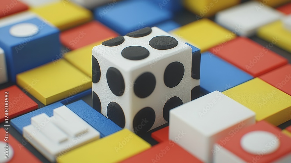 Poster Abstract Colorful Blocks Game Design Dice Pattern Minimalist 3D Render