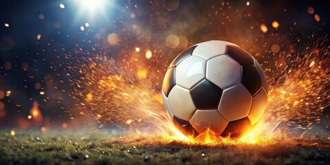 Fototapeta premium Football Ball with Glowing Embers