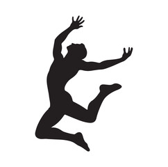 jumping in air pose  silhouette vector illustration