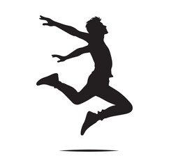 jumping in air pose  silhouette vector illustration
