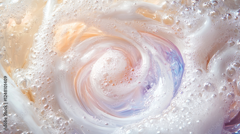 Poster clean detergent wave and soap swirl, light effect with bubbles and sparkles shine. isolated transpar