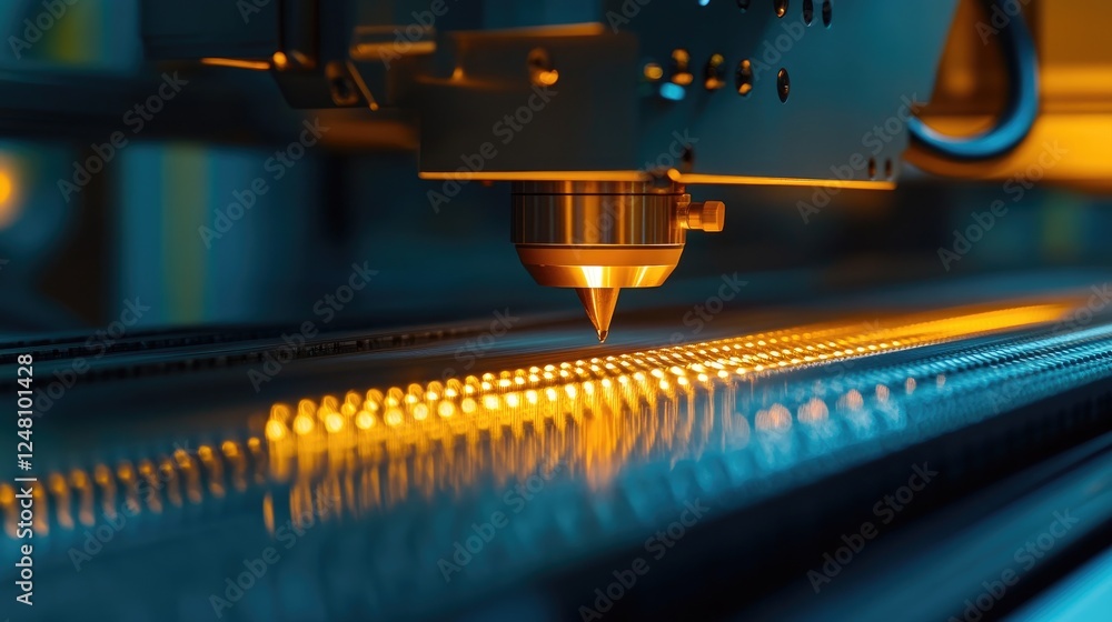 Poster a close shot of material entering a cnc machine, illustrating the high-speed, precise processing cri