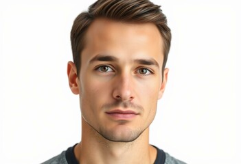 Obraz premium Photorealistic male portrait with neutral expression