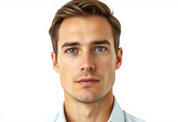 Fototapeta premium Photorealistic male portrait on white background