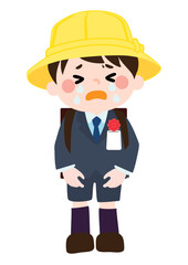 泣いている1年生のベクターイラスト（男の子）