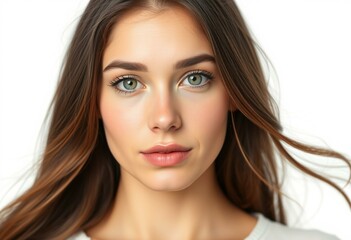 Fototapeta premium Photorealistic female portrait on white background