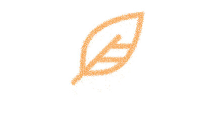 Icon sharp feather is made of yellow grains of sand. Some grains of sand fall down. Transparent background. Black