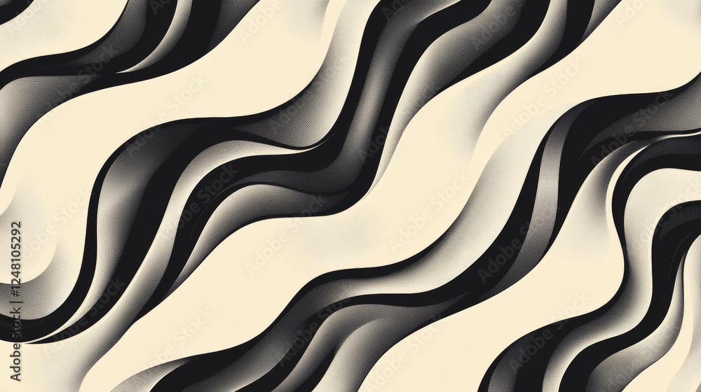 Poster vector vintage seamless pattern with curve. repeating abstract background with curl