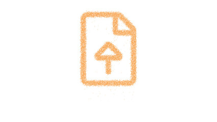 Icon file upload is made of yellow grains of sand. Some grains of sand fall down. Transparent background. Black