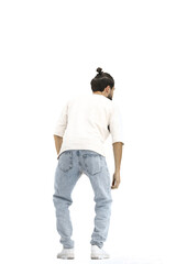 Naklejka premium A man, full-length, on a white background