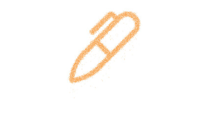 Icon marker is made of yellow grains of sand. Some grains of sand fall down. Transparent background. Black