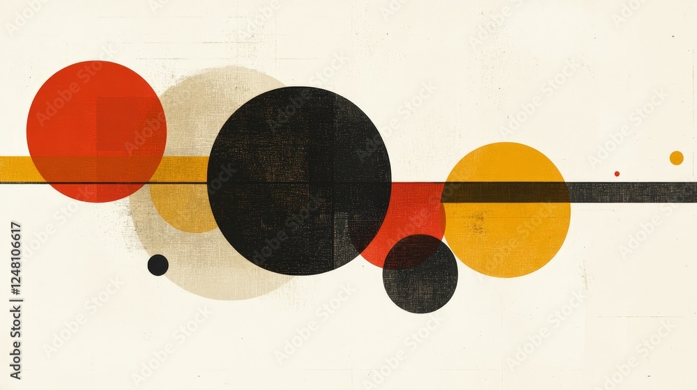Poster abstract geometric composition with bold circles and lines modern art print
